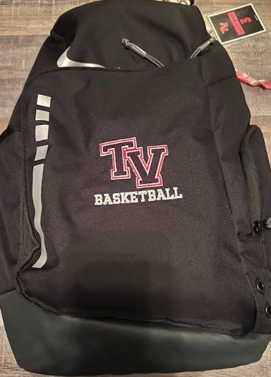 Black team backpack embroidered with TV Basketball